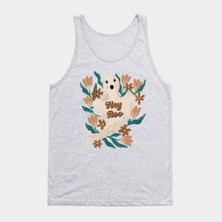 Cute Boho Floral Halloween Boo Ghost Tank Top